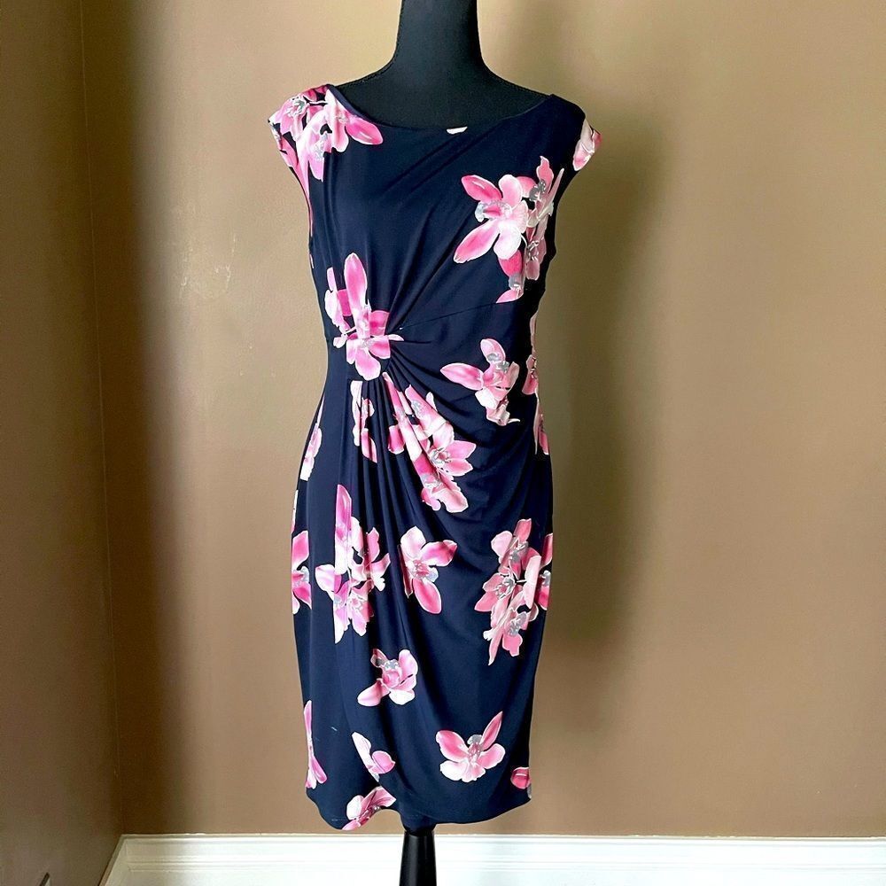 Connected Apparel Faux Wrap Floral Dress